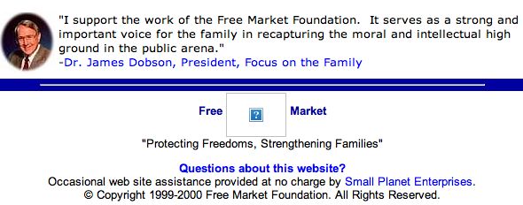 Free Market Foundation homepage, 2000