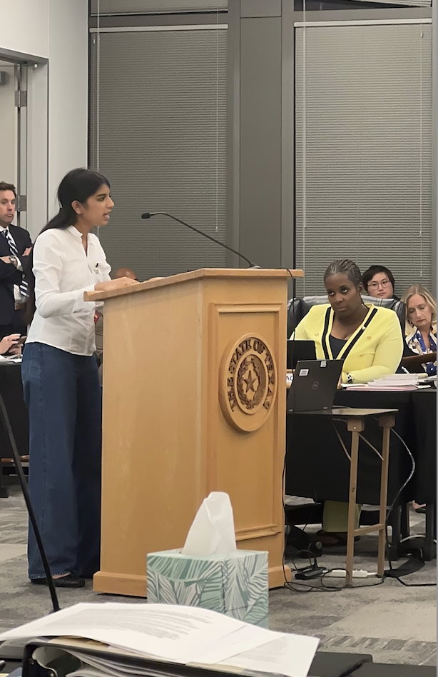 Iniya testifies before the SBOE